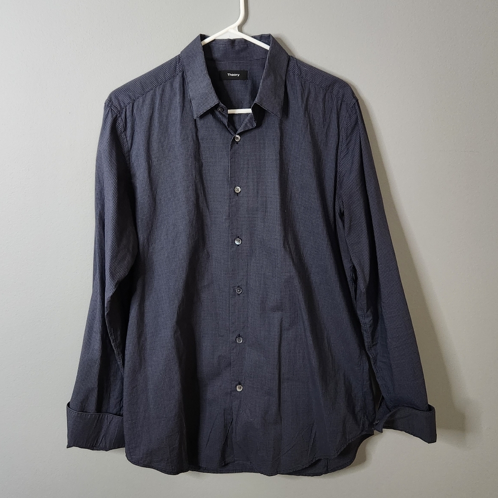 THEORY button front collared shirt, mens size medium